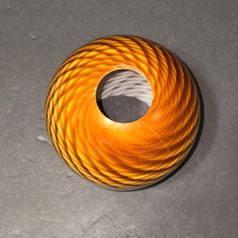 Amber Yellow Swirl Art Glass Lamp Shade Ribbed Hand Blown Replacement Globe 6